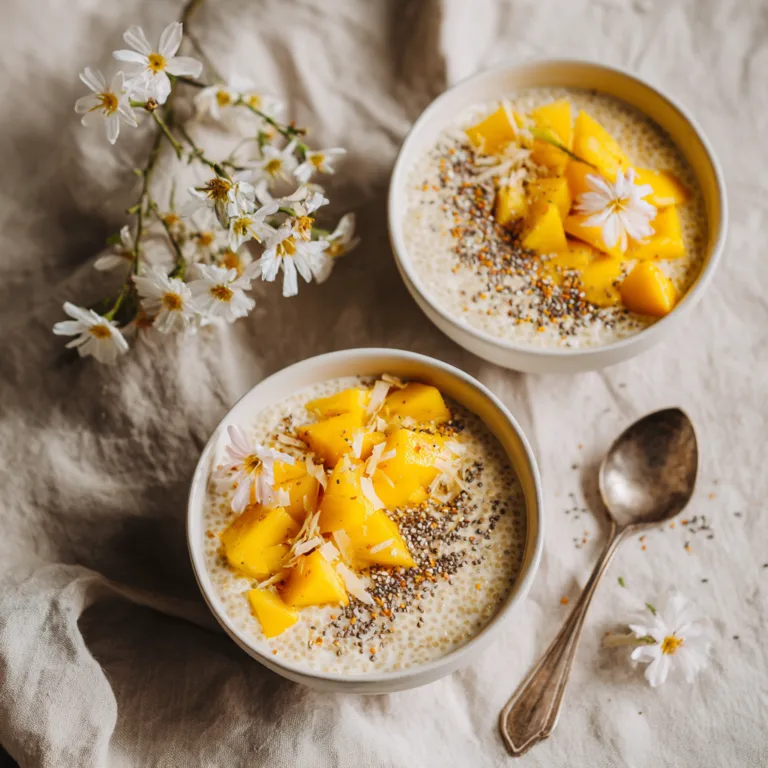Creamy Coconut Mango Chia Pudding – A Tropical No-Bake Breakfast Delight