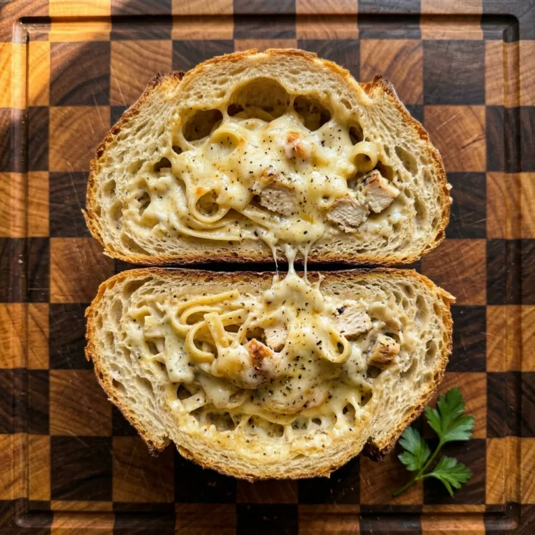 Chicken Alfredo Bread Bowls: Creamy Comfort Food Baked Inside Crispy Bread