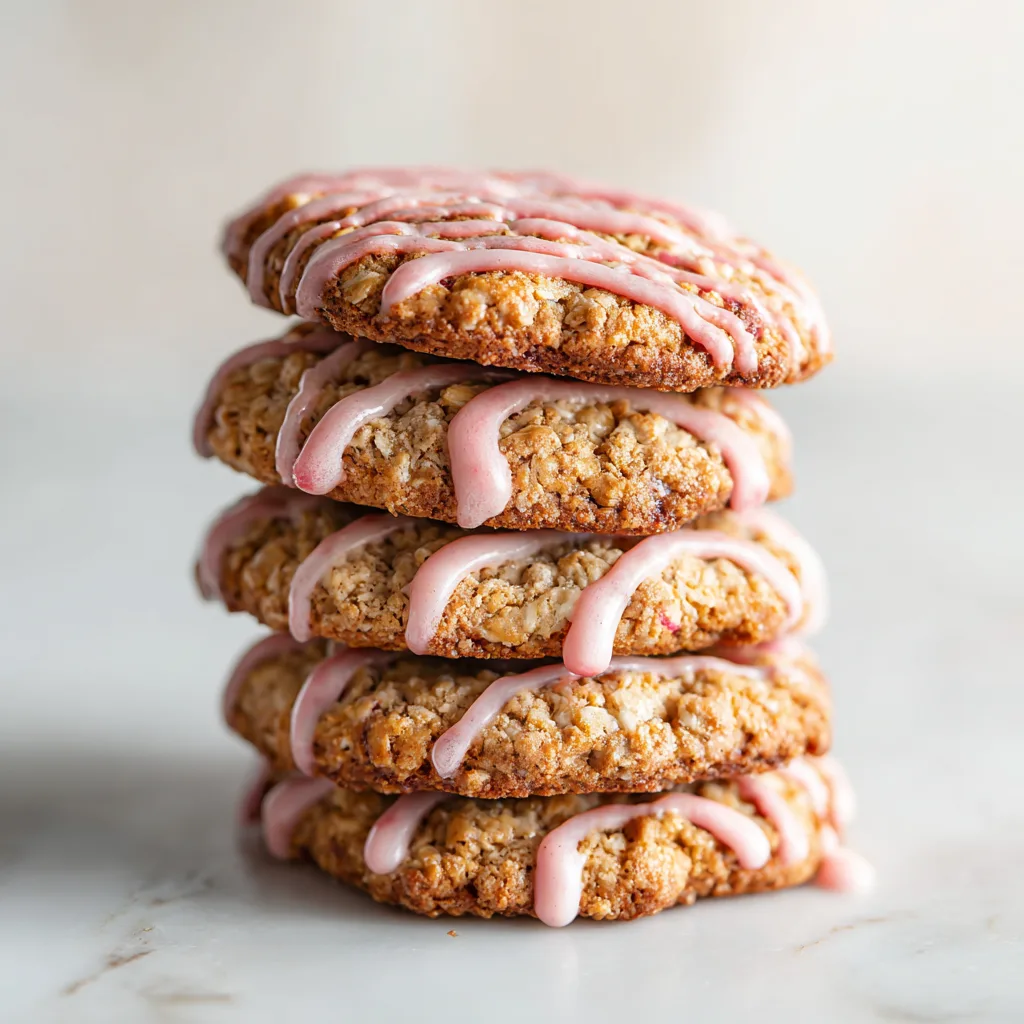 Strawberry Iced Oatmeal Cookies: Soft, Fruity, Bakery-Style Cookies with Sweet Strawberry Glaze