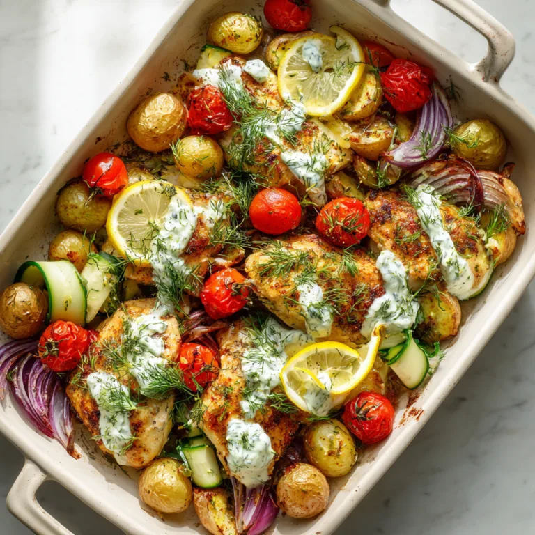 Easy One-Pan Tzatziki Chicken Bake: Fresh Mediterranean Comfort in One Dish