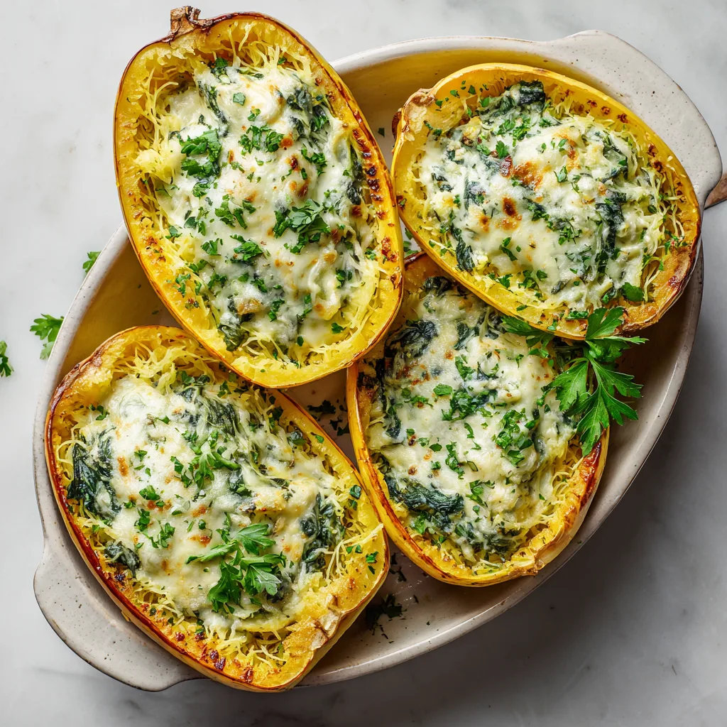 Spinach and Artichoke Stuffed Spaghetti Squash: Creamy Comfort Food with a Healthy Twist