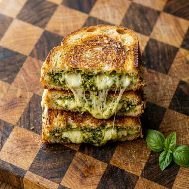 Gourmet Pesto Grilled Cheese: Crispy Artisan Comfort with Bold Basil Flavor